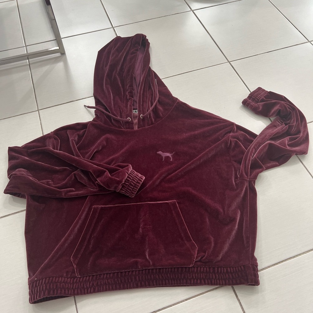 Burgundy hoodie in the size large. From the company pink. Worn once.